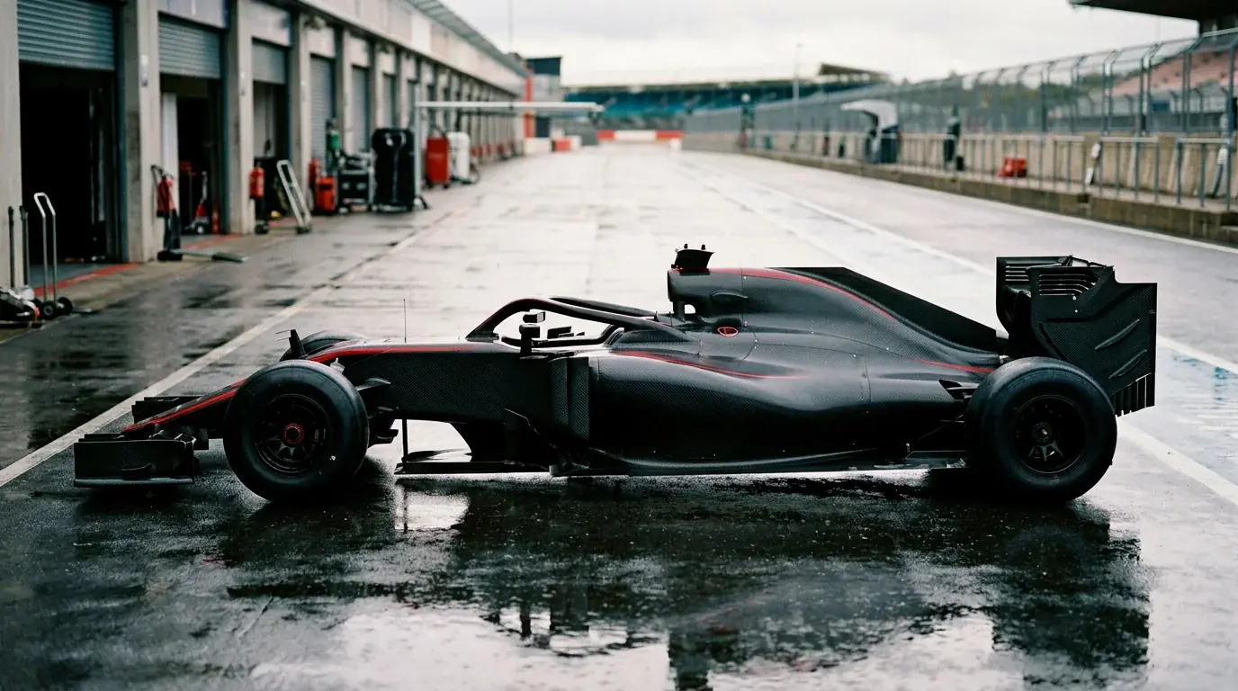 Monoplace de Formule 1 2026 avec éléments aérodynamiques actifs sur circuit